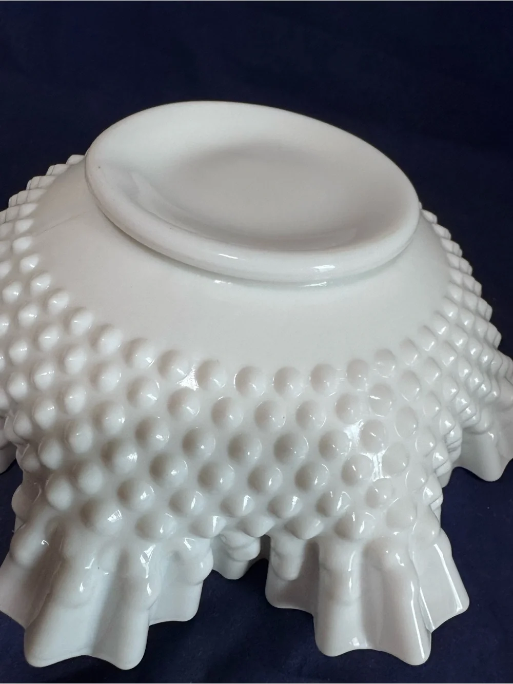 Milk Glass Hobnail Scalloped Bowl 10